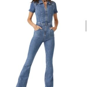 Free People Indigo Denim Overalls